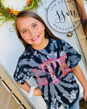 Load image into Gallery viewer, Black tie dye sequin applique tee