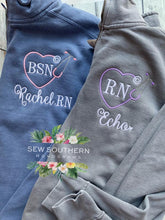 Load image into Gallery viewer, Appliqued Comfort Color 1/4 Zip Sweatshirt, Nurse, RN, Stethoscope