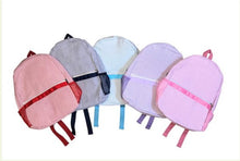 Load image into Gallery viewer, Appliqued double name Seersucker Backpack, Diaper Bag