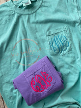 Load image into Gallery viewer, Monogram Comfort Color Pocket tees