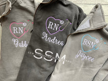 Load image into Gallery viewer, Appliqued Comfort Color 1/4 Zip Sweatshirt, Nurse, RN, Stethoscope