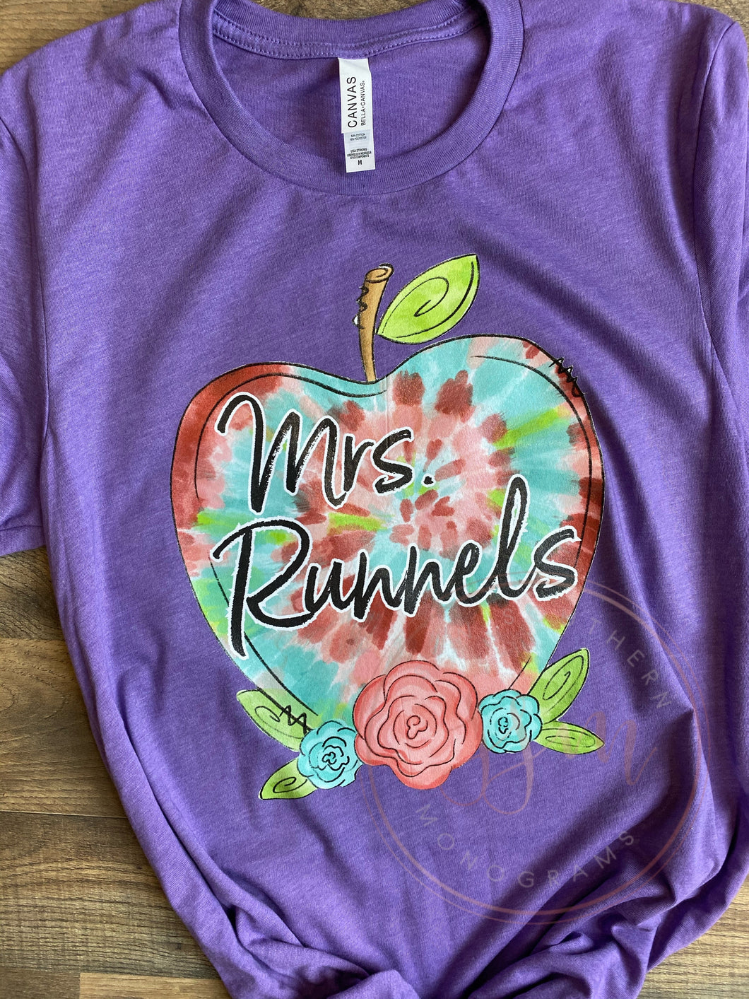 Custom apple - teacher tee