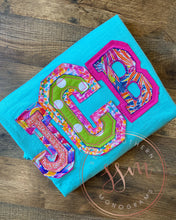 Load image into Gallery viewer, Fun raggy appliqued initials comfort color tee
