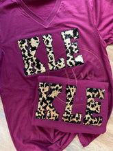 Load image into Gallery viewer, Spirit tees, Cheetah sequin, unisex v neck tee- Back to school
