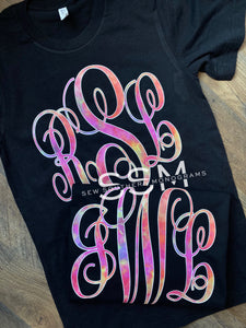 Watercolor Vine monogram Bella tee