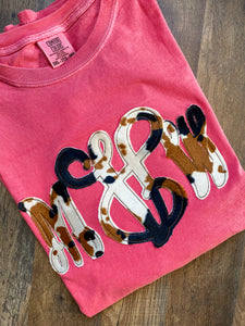 Faux cow hide appliqued tee